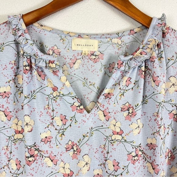 2/$25 MELLODAY Floral Lavender Purple Business Casual Feminine Pretty Blouse L - Picture 7 of 11